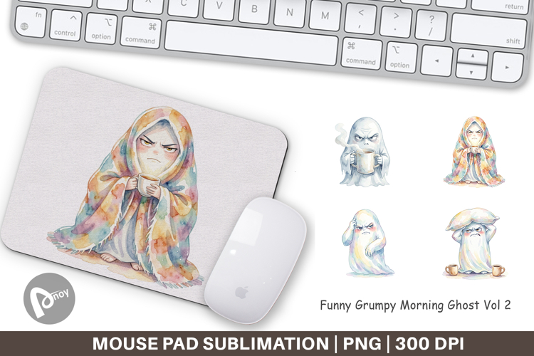 Funny Grumpy Morning Ghost Mouse Pad