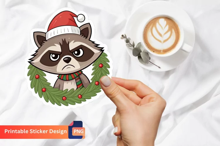 Funny Grumpy Racoon Sticker, Grumpy Animal Sticker