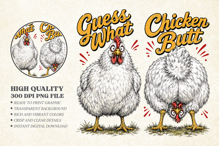 Funny Guess What Chicken Butt Design, Funny Farmhouse example image 1