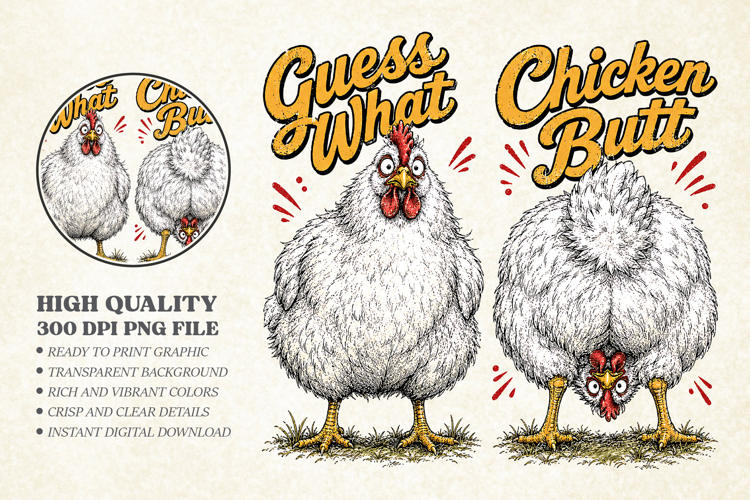 Funny Guess What Chicken Butt Design, Funny Farmhouse