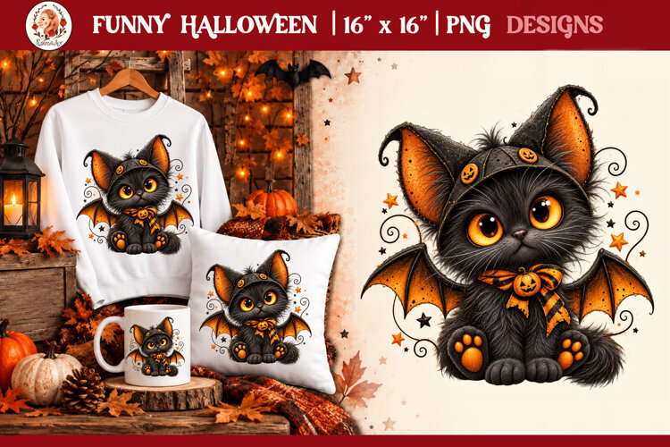 Funny Halloween quirky characters for sublimation and clipar example image 1