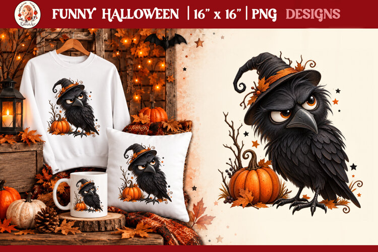 Funny Halloween quirky characters for sublimation and clipar example image 1