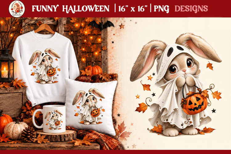 Funny Halloween quirky characters for sublimation and clipar example image 1
