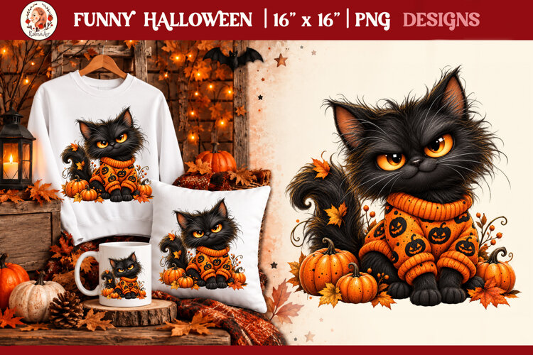 Funny Halloween quirky characters for sublimation and clipar example image 1