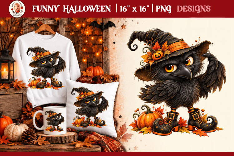 Funny Halloween quirky characters for sublimation and clipar example image 1