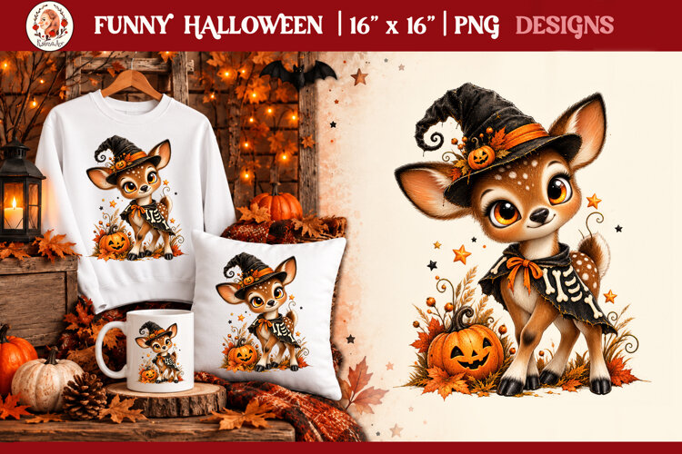 Funny Halloween quirky characters for sublimation and clipar example image 1