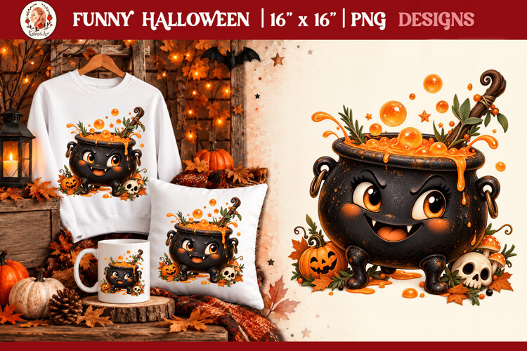 Funny Halloween quirky characters for sublimation and clipar example image 1