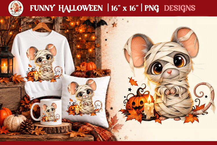 Funny Halloween quirky characters for sublimation and clipar example image 1