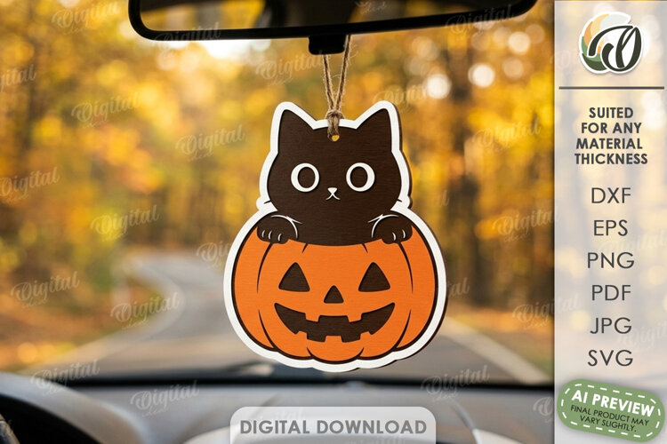 Funny Halloween Car Charm Laser Cut. Car Accessory SVG example image 1
