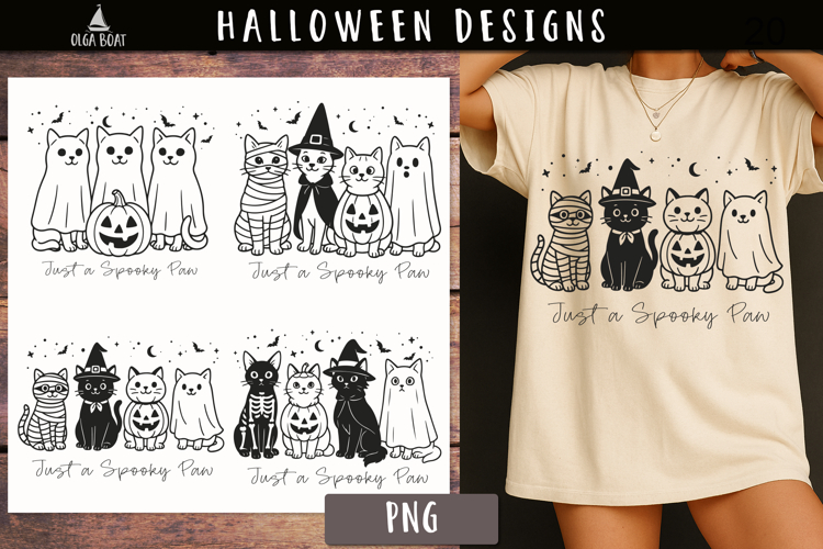 Funny Halloween cats PNG designs Just a Spooky Paw