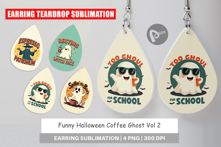 Earring Halloween Ghost Coffee