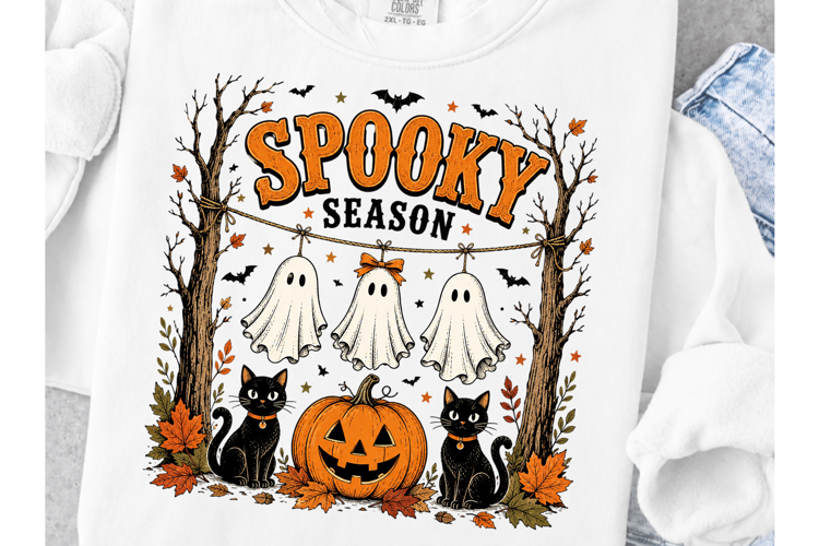 Funny Hanging Ghosts Halloween PNG, Black Cat Ghost Png