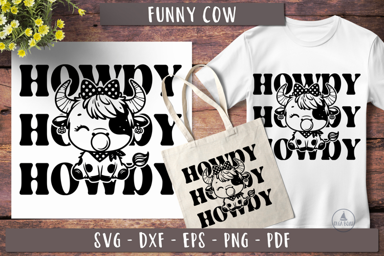 Funny Highland Cow with bubble svg Howdy Cowgirl
