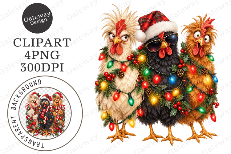 Funny Holiday Chicken Clipart