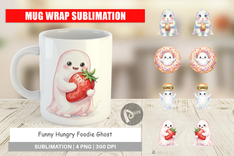 Hungry Foodie Ghost Mug Wrap