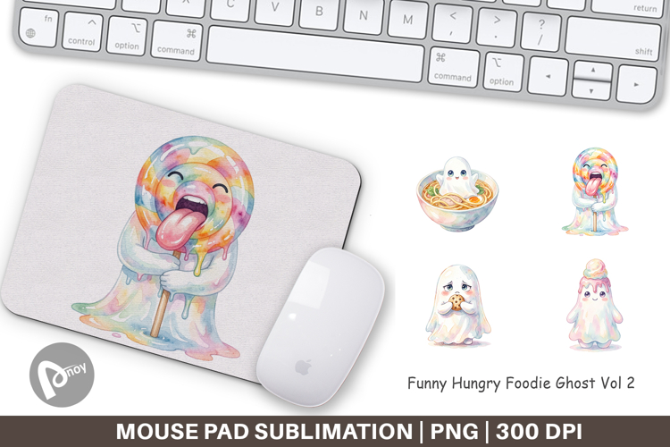 Hungry Foodie Ghost Mouse Pad