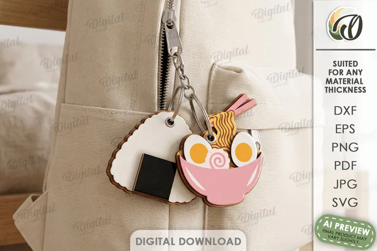 Cute Keychains Laser Cut. Bag Charm. Keyring SVG