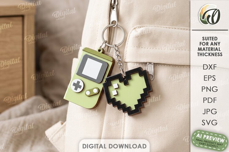 Cute Keychains Laser Cut. Bag Charm. Keyring SVG example image 1