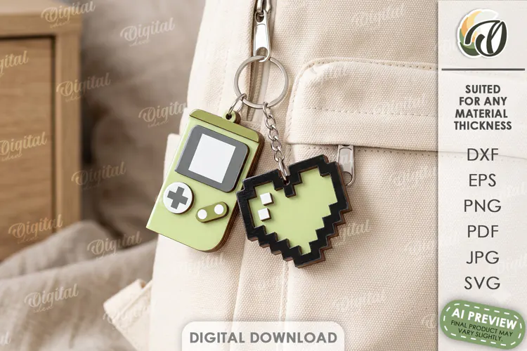 Cute Keychains Laser Cut. Bag Charm. Keyring SVG