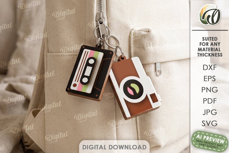 Cute Keychains Laser Cut. Bag Charm. Keyring SVG example image 1