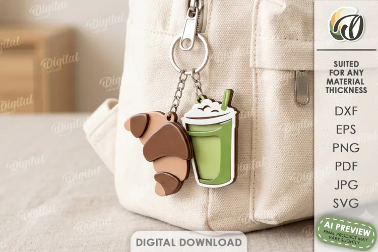 Cute Keychains Laser Cut. Bag Charm. Keyring SVG