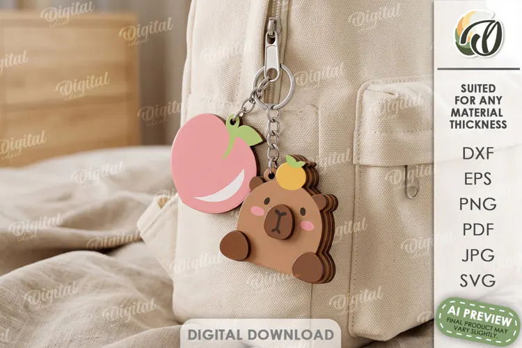 Cute Keychains Laser Cut. Bag Charm. Keyring SVG