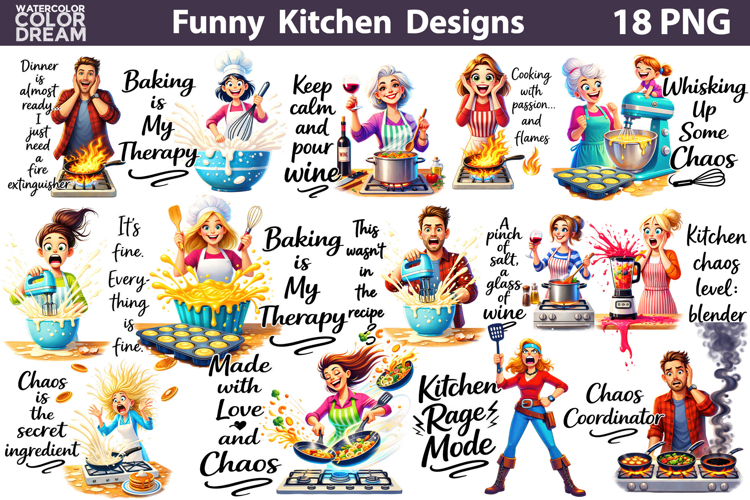 Funny Kitchen Quotes Bundle | Cooking Chaos Designs