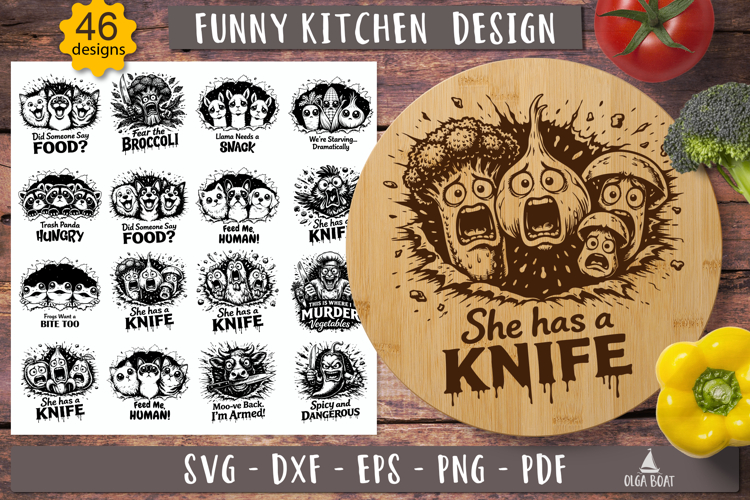 Funny kitchen bundle SVG Humor Cutting Board