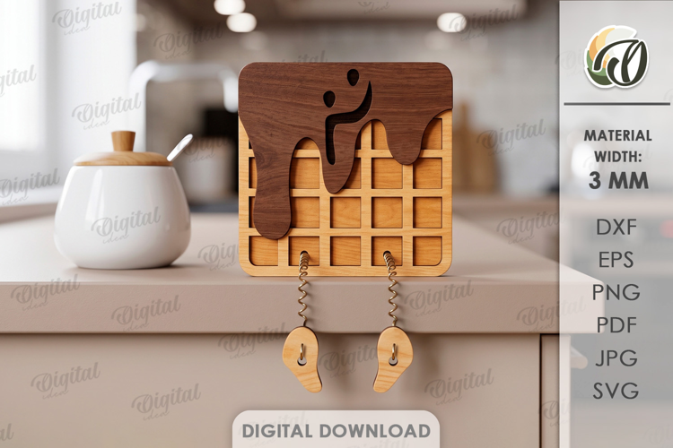 Funny Waffle Stand Laser Cut. Kitchen Stand Decor SVG