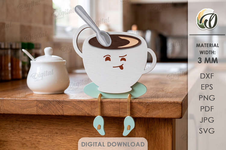 Funny Cup Stand Laser Cut. Kitchen Stand Decor SVG