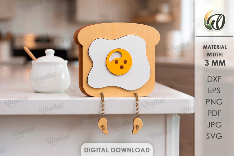 Funny Toast Stand Laser Cut. Kitchen Stand Decor SVG example image 1