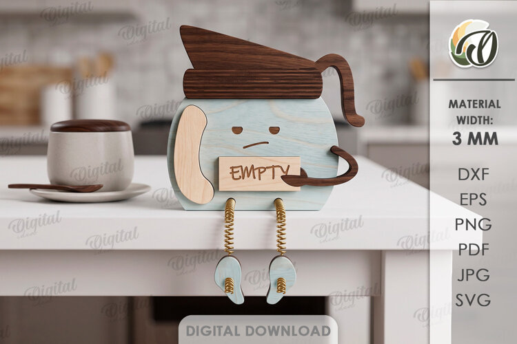 Funny Teapot Stand Laser Cut. Empty. Kitchen SVG example image 1