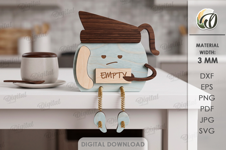 Funny Teapot Stand Laser Cut. Empty. Kitchen SVG