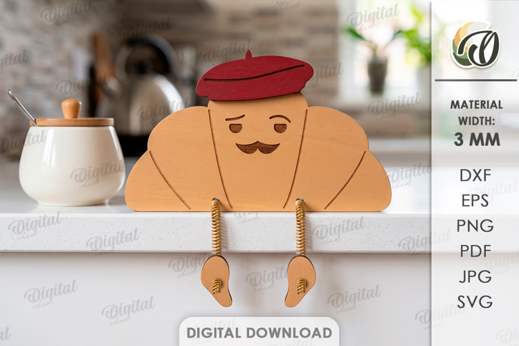 Funny Croissant Stand Laser Cut. Kitchen Stand Decor SVG