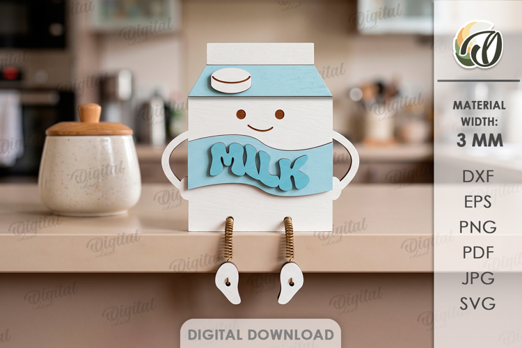 Funny Milk Stand Laser Cut. Kitchen Stand Decor SVG