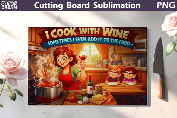 Funny Wine Cooking Quote | Cutting Board Design