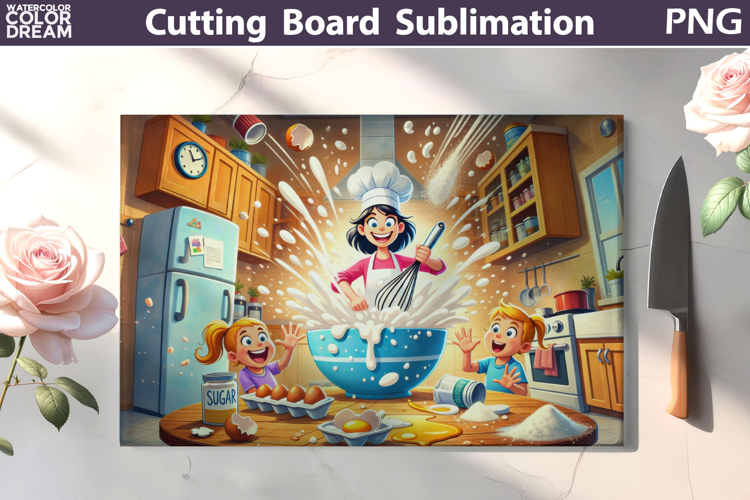 Funny Baking Chaos Scene | Cutting Board Design