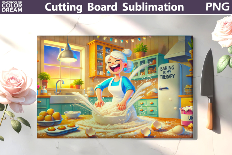 Baking Is My Therapy Scene | Funny Cutting Board