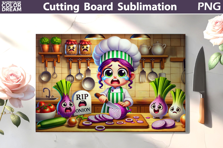 Crying Onion Kitchen Scene | Funny Cutting Board