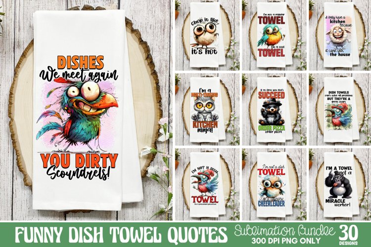 Funny Kitchen Dish Towel Sublimation Bundle