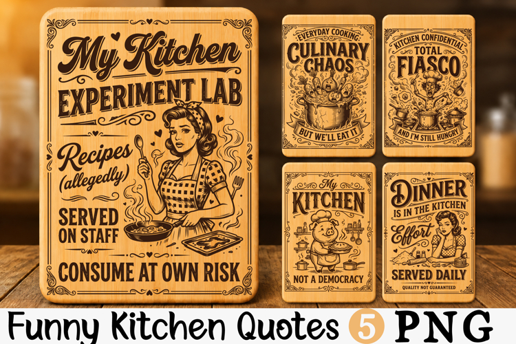 Funny Kitchen Quotes PNG, Vintage Baking Signs