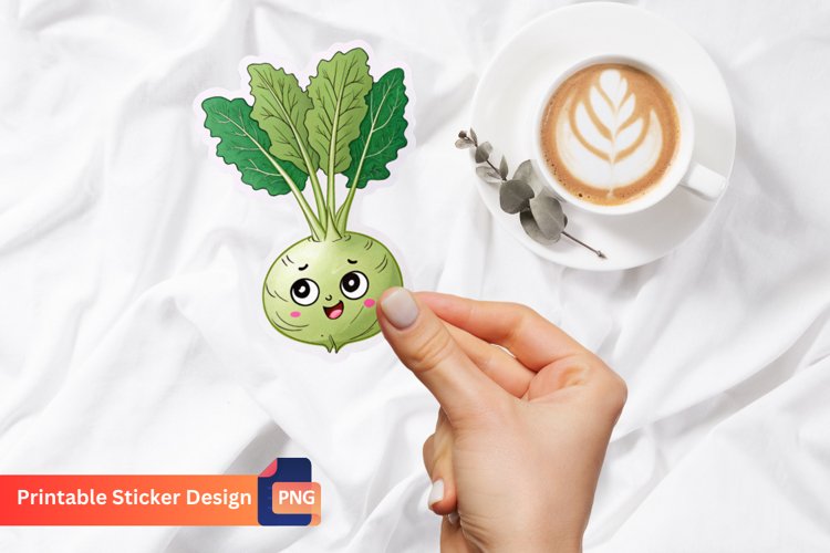 Funny Kohlrabi Sticker, Funny Food Sticker, Quirky Kohlrabi example image 1
