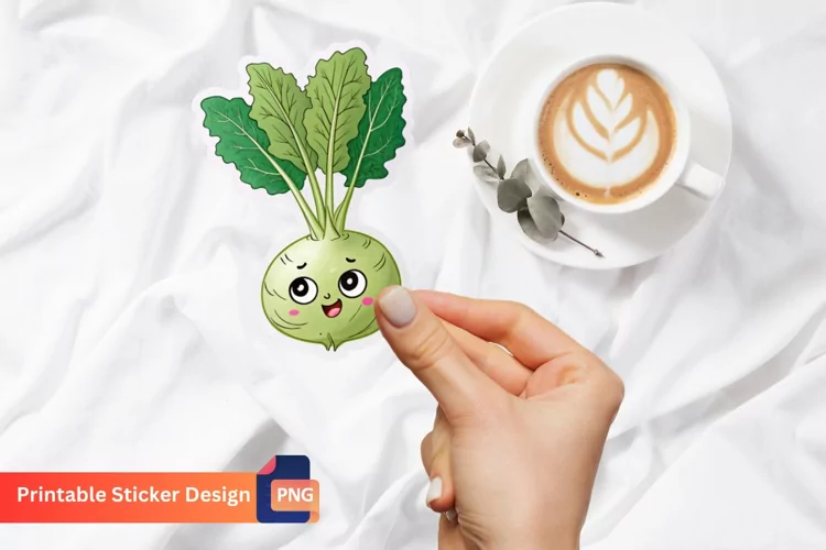 Funny Kohlrabi Sticker, Funny Food Sticker, Quirky Kohlrabi