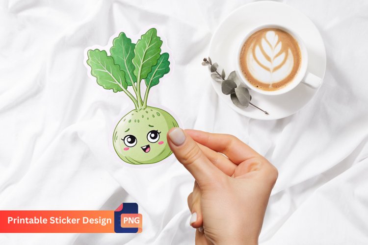 Funny Kohlrabi Sticker, Funny Food Sticker, Quirky Kohlrabi example image 1