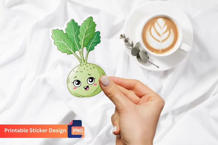 Funny Kohlrabi Sticker, Funny Food Sticker, Quirky Kohlrabi