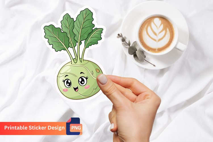 Funny Kohlrabi Sticker, Funny Food Sticker, Quirky Kohlrabi example image 1