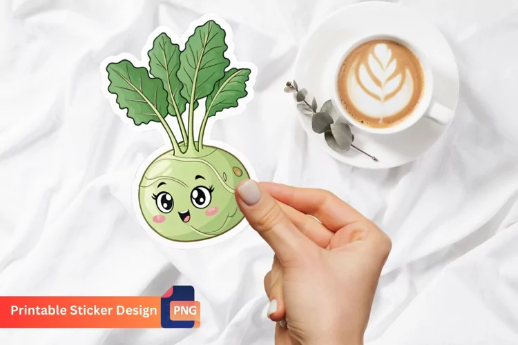 Funny Kohlrabi Sticker, Funny Food Sticker, Quirky Kohlrabi