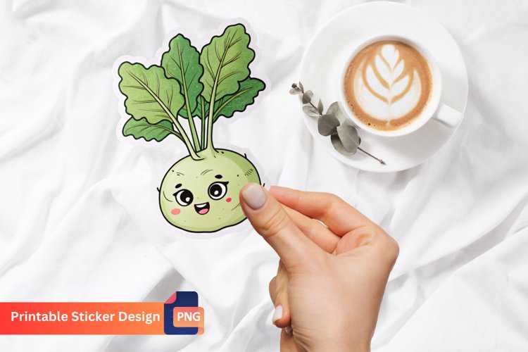Funny Kohlrabi Sticker, Funny Food Sticker, Quirky Kohlrabi example image 1