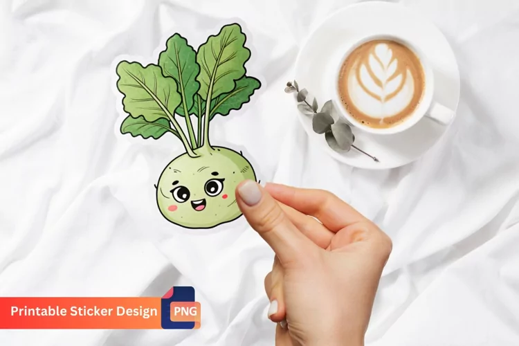 Funny Kohlrabi Sticker, Funny Food Sticker, Quirky Kohlrabi