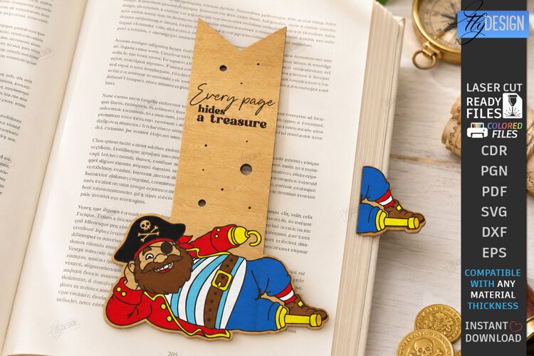 Funny Legs Bookmark Laser Cut | Pirate Wooden Bookmark Laser example image 1